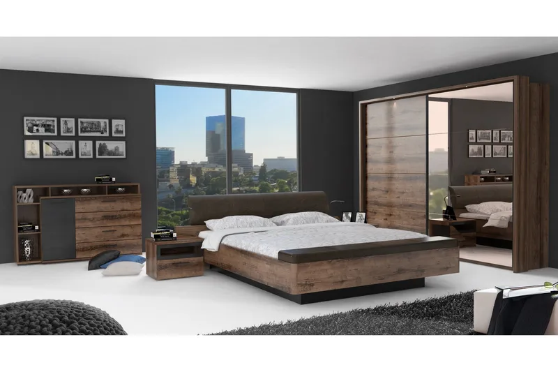 Cannop Sängbord 52 cm med Förvaring Låda + Hylla - Brun/Svart - Möbler - Bord & matgrupp - Avlastningsbord & sidobord - Sängbord & nattduksbord