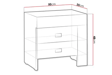 Cezara Sängbord 50 cm Vänster med Förvaring 2 Lådor Bedly Ek - Möbler - Bord & matgrupp - Avlastningsbord & sidobord - Sängbord & nattduksbord