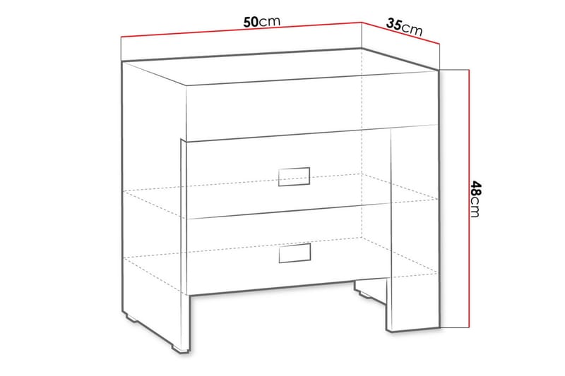 Cezara Sängbord 50 cm Vänster med Förvaring 2 Lådor Bedly Ek - Möbler - Bord & matgrupp - Avlastningsbord & sidobord - Sängbord & nattduksbord