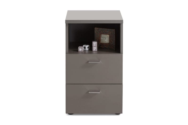Colima Sängbord 35 cm med Förvaring 2 Lådor + Hylla, Grå