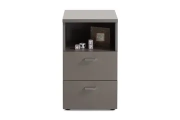 Colima Sängbord 35 cm med Förvaring 2 Lådor + Hylla - Grå - Möbler - Bord & matgrupp - Avlastningsbord & sidobord - Sängbord & nattduksbord