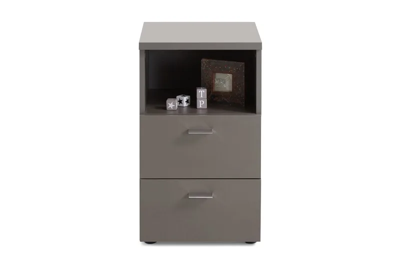 Colima Sängbord 35 cm med Förvaring 2 Lådor + Hylla, Grå