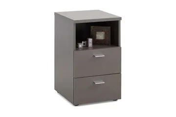 Colima Sängbord 35 cm med Förvaring 2 Lådor + Hylla - Grå - Möbler - Bord & matgrupp - Avlastningsbord & sidobord - Sängbord & nattduksbord