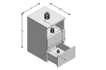 Colima Sängbord 35 cm med Förvaring 2 Lådor + Hylla - Svart - Möbler - Bord & matgrupp - Avlastningsbord & sidobord - Sängbord & nattduksbord