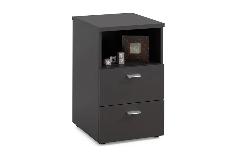 Colima Sängbord 35 cm med Förvaring 2 Lådor + Hylla - Svart - Möbler - Bord & matgrupp - Avlastningsbord & sidobord - Sängbord & nattduksbord