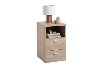 Colima Sängbord 35 cm med Förvaring 2 Lådor + Hylla - Grå/Beige - Möbler - Bord & matgrupp - Avlastningsbord & sidobord - Sängbord & nattduksbord