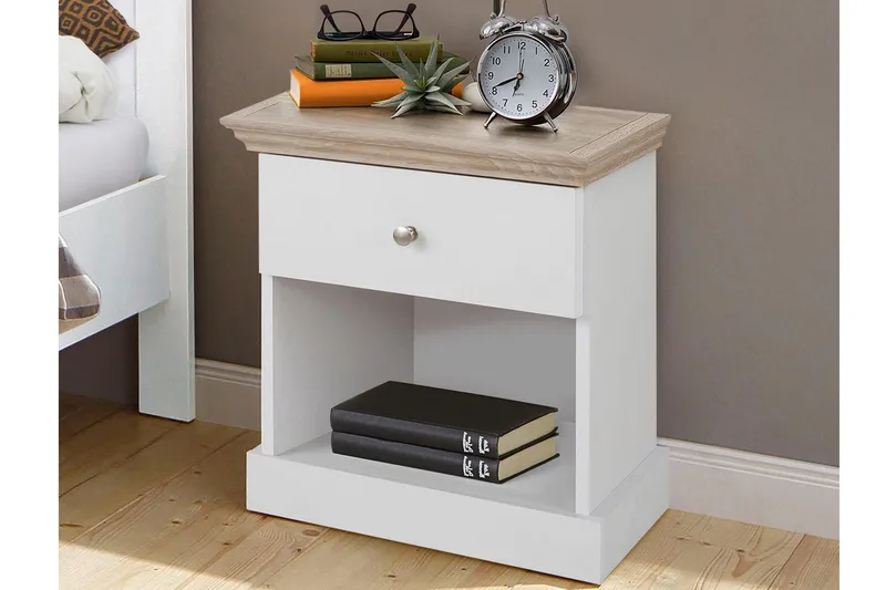 Dareia Sängbord 45 cm - Vit/Brun - Möbler - Bord & matgrupp - Avlastningsbord & sidobord - Sängbord & nattduksbord