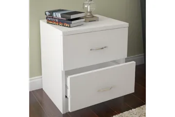 Decorotika Sängbord 40 cm med Förvaring 2 Lådor - Vit - Möbler - Bord & matgrupp - Avlastningsbord & sidobord - Sängbord & nattduksbord