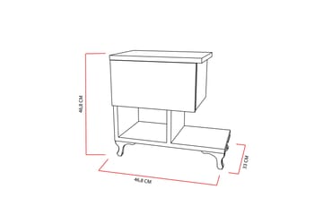 Decorotika Sängbord 46 cm med Förvaring Låda + Hyllor Ben - Vit - Möbler - Bord & matgrupp - Avlastningsbord & sidobord - Sängbord & nattduksbord