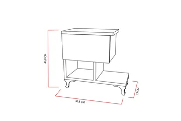 Decorotika Sängbord 46 cm med Förvaring Låda + Hyllor Ben - Vit - Möbler - Bord & matgrupp - Avlastningsbord & sidobord - Sängbord & nattduksbord