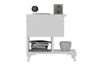 Decorotika Sängbord 46 cm med Förvaring Låda + Hyllor Ben - Vit - Möbler - Bord & matgrupp - Avlastningsbord & sidobord - Sängbord & nattduksbord