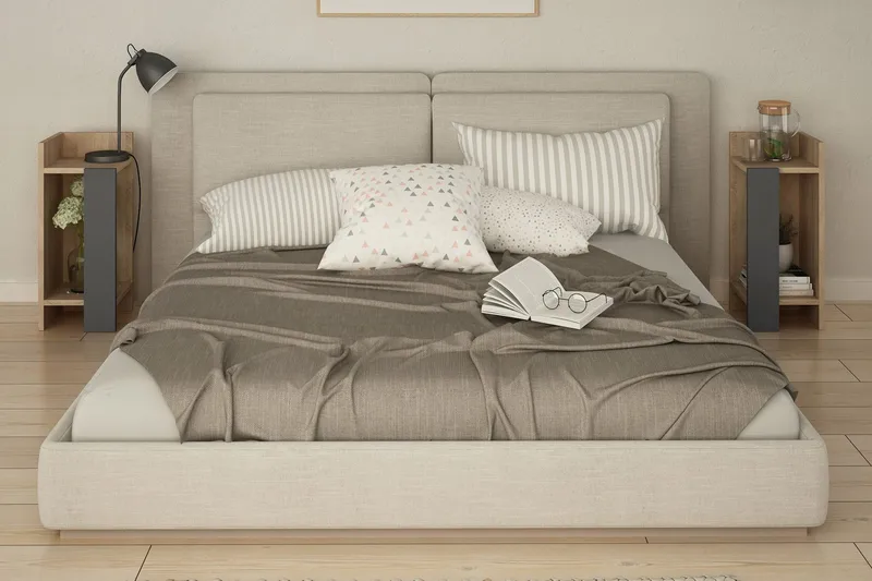 Decorta Sängbord 27 cm - Ekfärg/Mörkgrå - Möbler - Bord & matgrupp - Avlastningsbord & sidobord - Sängbord & nattduksbord