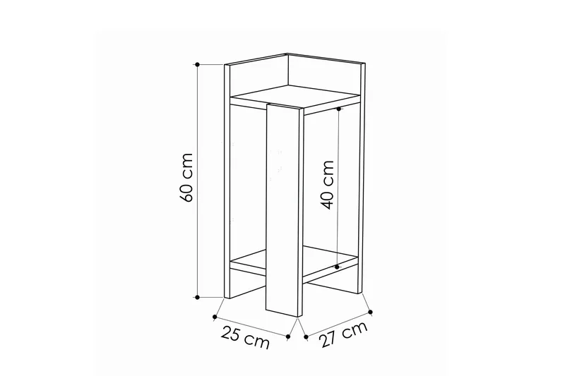 Decorta Sängbord 27 cm med Förvaring Hyllor + Luckor Höger - Brun/Grå - Möbler - Bord & matgrupp - Avlastningsbord & sidobord - Sängbord & nattduksbord