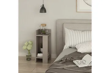 Decorta Sängbord 27 cm med Förvaring Hyllor + Luckor Vänster - Grå - Möbler - Bord & matgrupp - Avlastningsbord & sidobord - Sängbord & nattduksbord