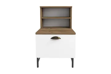 Desgrar Sängbord & Nattduksbord 45x22,5 cm i Trä med Valnötsutseende, Förvaring med Låda - Vit - Möbler - Bord & matgrupp - Avlastningsbord & sidobord - Sängbord & nattduksbord