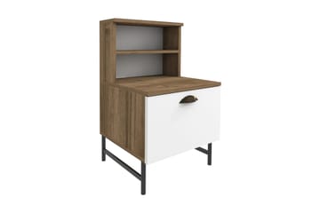 Desgrar Sängbord & Nattduksbord 45x22,5 cm i Trä med Valnötsutseende, Förvaring med Låda - Vit - Möbler - Bord & matgrupp - Avlastningsbord & sidobord - Sängbord & nattduksbord
