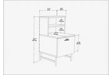 Desgrar Sängbord & Nattduksbord 45x22,5 cm i Trä med Valnötsutseende, Förvaring med Låda - Vit - Möbler - Bord & matgrupp - Avlastningsbord & sidobord - Sängbord & nattduksbord