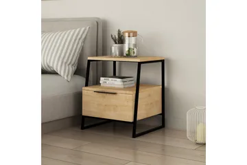 Desgrar Sängbord 45x50 cm i Ek med Lådor och Förvaring - Beige - Möbler - Bord & matgrupp - Avlastningsbord & sidobord - Sängbord & nattduksbord