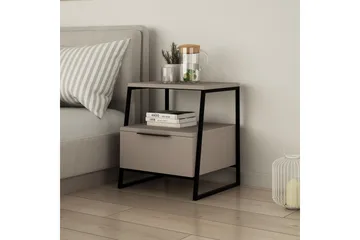 Desgrar Sängbord 45x50 cm i Trä med Lådor och Förvaring - Mockabeige - Möbler - Bord & matgrupp - Avlastningsbord & sidobord - Sängbord & nattduksbord