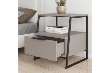Desgrar Sängbord 45x50 cm i Trä med Lådor och Förvaring - Mockabeige - Möbler - Bord & matgrupp - Avlastningsbord & sidobord - Sängbord & nattduksbord