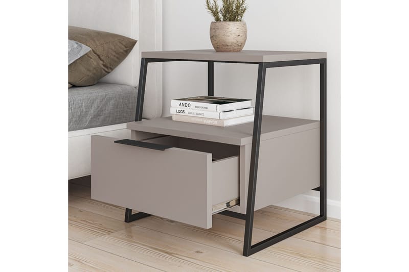 Desgrar Sängbord 45x50 cm i Trä med Lådor och Förvaring - Mockabeige - Möbler - Bord & matgrupp - Avlastningsbord & sidobord - Sängbord & nattduksbord