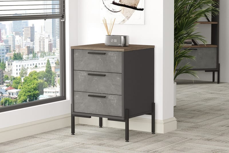 Desgrar Sängbord 54 cm, Brun/Betonggrå/Antracit