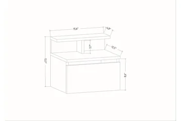 Desgrar Vägghängt Sängbord & Nattduksbord 39,8x35 cm i Trä med Låda - Antracit - Möbler - Bord & matgrupp - Avlastningsbord & sidobord - Sängbord & nattduksbord
