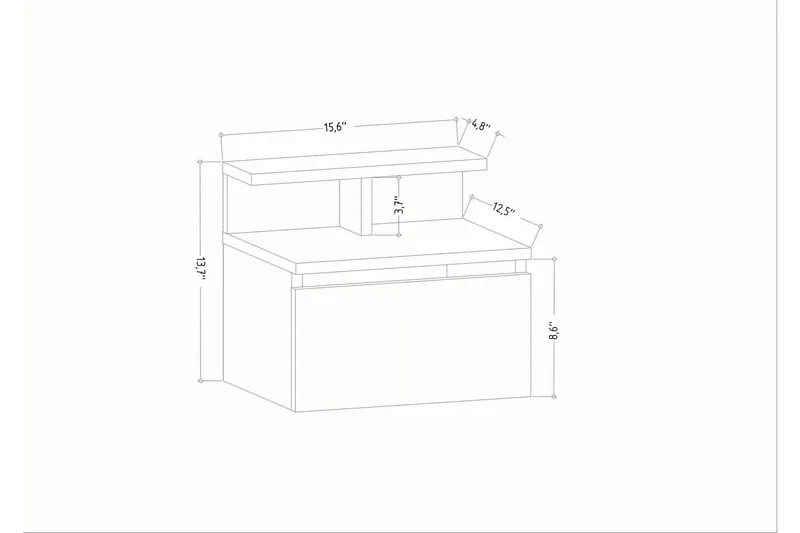 Desgrar Vägghängt Sängbord & Nattduksbord 39,8x35 cm i Trä med Låda - Antracit - Möbler - Bord & matgrupp - Avlastningsbord & sidobord - Sängbord & nattduksbord