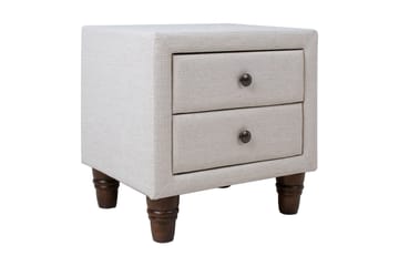 Emilia Sängbord med Förvaring och Lådor i Tyg med Träben - Beige - Möbler - Bord & matgrupp - Avlastningsbord & sidobord - Sängbord & nattduksbord