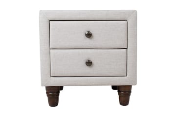 Emilia Sängbord med Förvaring och Lådor i Tyg med Träben - Beige - Möbler - Bord & matgrupp - Avlastningsbord & sidobord - Sängbord & nattduksbord