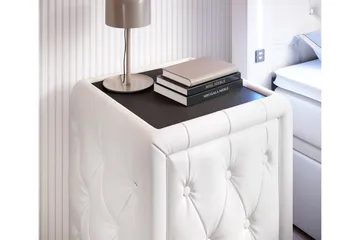 Franco Sängbord 58 cm med Förvaring Låda - Vit Konstläder - Möbler - Bord & matgrupp - Avlastningsbord & sidobord - Sängbord & nattduksbord