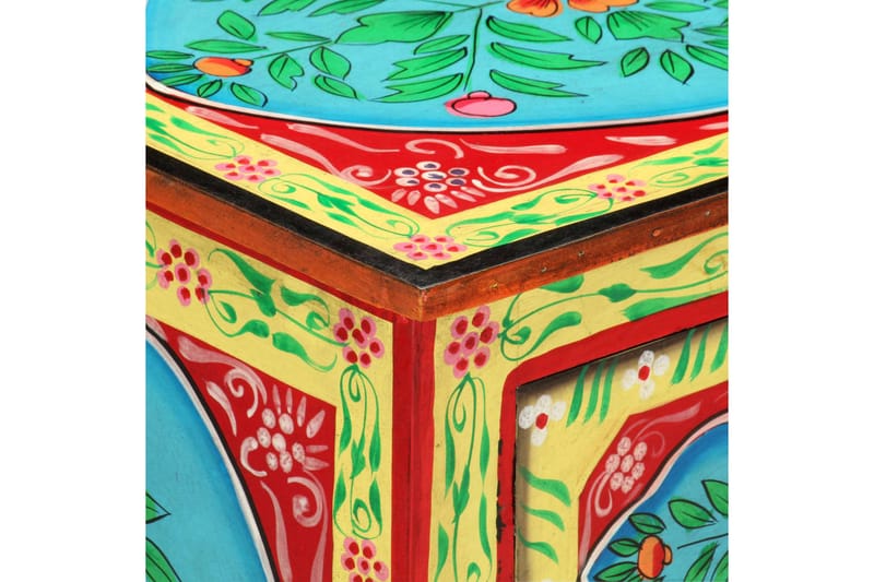 Handmålat sängbord 40x30x50 cm massivt mangoträ - Flerfärgad - Sängbord & nattduksbord