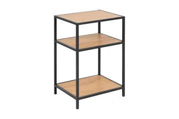 Hasslevik Sängbord 35 cm med Förvaring Hyllor - Natur/Svart - Möbler - Bord & matgrupp - Avlastningsbord & sidobord - Sängbord & nattduksbord