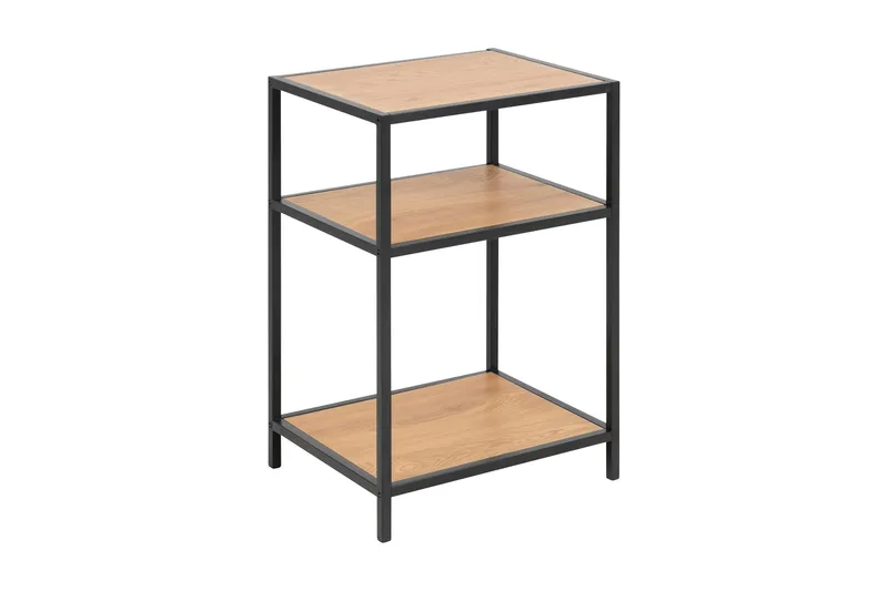 Hasslevik Sängbord 35 cm med Förvaring Hyllor - Natur/Svart - Möbler - Bord & matgrupp - Avlastningsbord & sidobord - Sängbord & nattduksbord