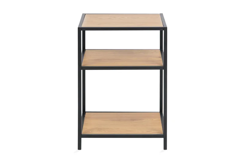 Hasslevik Sängbord 35 cm med Förvaring Hyllor, Natur/Svart