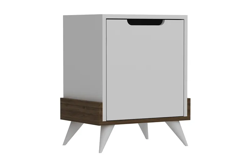 Hejde Sängbord 35 cm med Förvaring Skåp - Vit/Brun - Möbler - Bord & matgrupp - Avlastningsbord & sidobord - Sängbord & nattduksbord