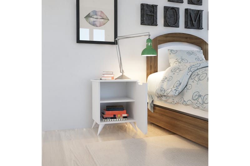 Hejde Sängbord 39 cm med Förvaring Skåp - Vit - Möbler - Bord & matgrupp - Avlastningsbord & sidobord - Sängbord & nattduksbord