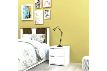 Hejde Sängbord 40 cm med Förvaring 2 Lådor - Vit - Möbler - Bord & matgrupp - Avlastningsbord & sidobord - Sängbord & nattduksbord