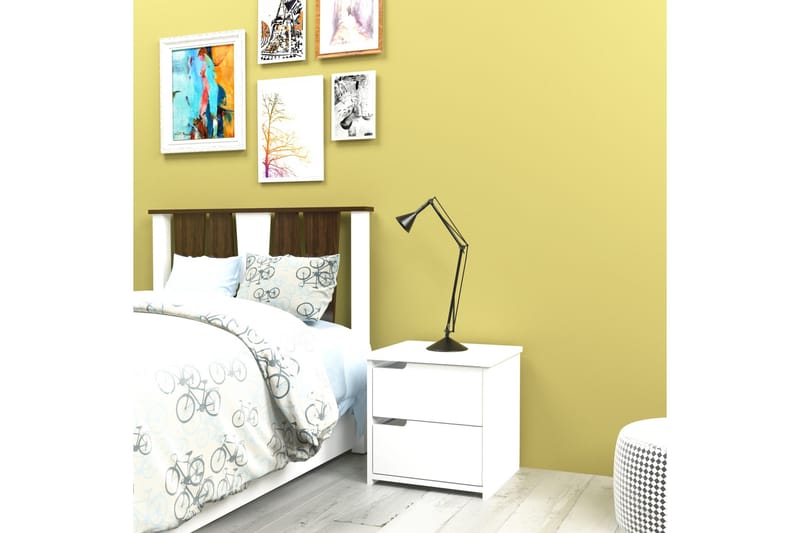 Hejde Sängbord 40 cm med Förvaring 2 Lådor - Vit - Möbler - Bord & matgrupp - Avlastningsbord & sidobord - Sängbord & nattduksbord
