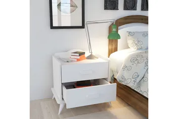 Hejde Sängbord 60 cm med Förvaring 2 Lådor - Vit - Möbler - Bord & matgrupp - Avlastningsbord & sidobord - Sängbord & nattduksbord