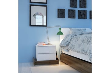 Hejde Sängbord 60 cm med Förvaring 2 Lådor - Vit/Brun - Möbler - Bord & matgrupp - Avlastningsbord & sidobord - Sängbord & nattduksbord