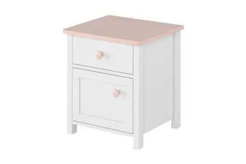 Hilts Sängbord Barn 42 cm med Förvaring Låda + Skåp Vit||Pink - Möbler - Bord & matgrupp - Avlastningsbord & sidobord - Sängbord & nattduksbord