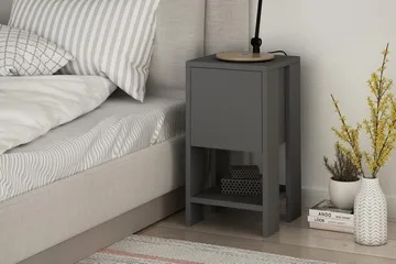 Homitis Sängbord 30 cm med Förvaring Hylla + Lucka - Mörkgrå - Möbler - Bord & matgrupp - Avlastningsbord & sidobord - Sängbord & nattduksbord