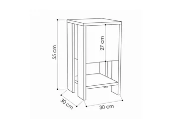 Homitis Sängbord 30 cm med Förvaring Hylla + Lucka - Mörkgrå - Möbler - Bord & matgrupp - Avlastningsbord & sidobord - Sängbord & nattduksbord