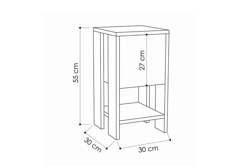 Homitis Sängbord 30 cm med Förvaring Hylla + Lucka - Vit/Trä - Möbler - Bord & matgrupp - Avlastningsbord & sidobord - Sängbord & nattduksbord