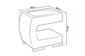 Honstad Sängbord 32 cm Höger - Konstläder/Glas/Beige/Svart - Möbler - Bord & matgrupp - Avlastningsbord & sidobord - Sängbord & nattduksbord