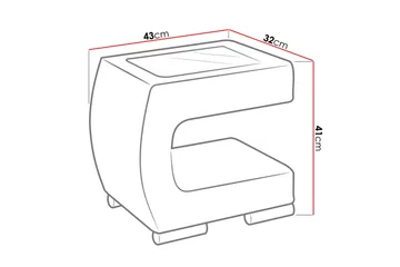 Honstad Sängbord 32 cm Höger - Konstläder/Glas/Mörkgrå/Svart - Möbler - Bord & matgrupp - Avlastningsbord & sidobord - Sängbord & nattduksbord