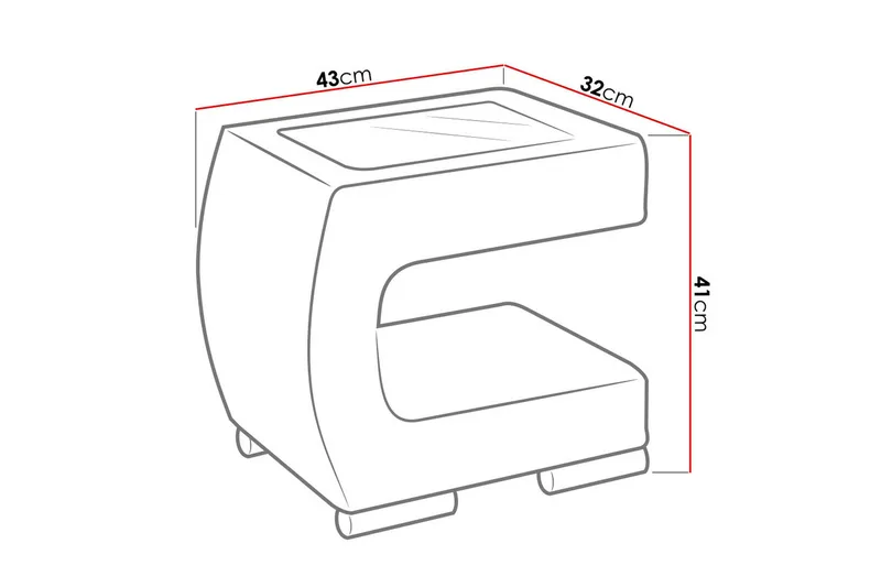 Honstad Sängbord 32 cm Vänster - Konstläder/Glas/Mörkgrå/Svart - Möbler - Bord & matgrupp - Avlastningsbord & sidobord - Sängbord & nattduksbord