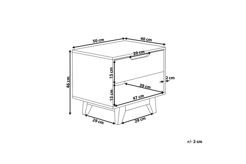 Hultz Sängbord 50 cm med Förvaring Låda + Hylla - Vit - Möbler - Bord & matgrupp - Avlastningsbord & sidobord - Sängbord & nattduksbord