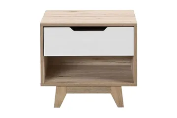 Hultz Sängbord 50 cm med Förvaring Låda + Hylla - Vit - Möbler - Bord & matgrupp - Avlastningsbord & sidobord - Sängbord & nattduksbord